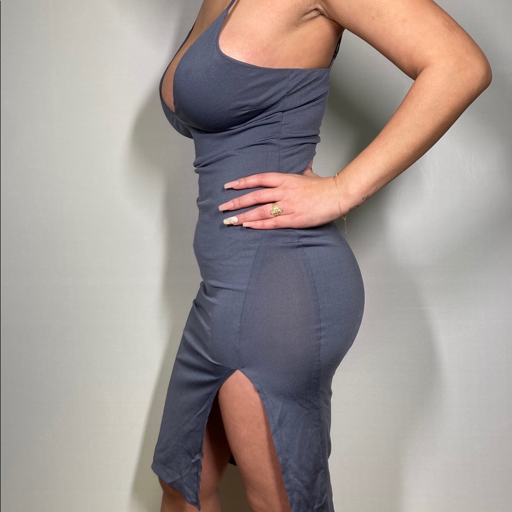 Blue/grey midi dress